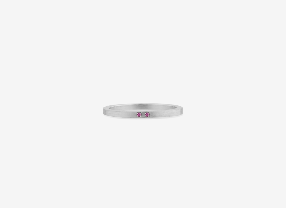 Slim Band Twin Gemstone in Sterling Silver, 2mm (Available in Gold)
