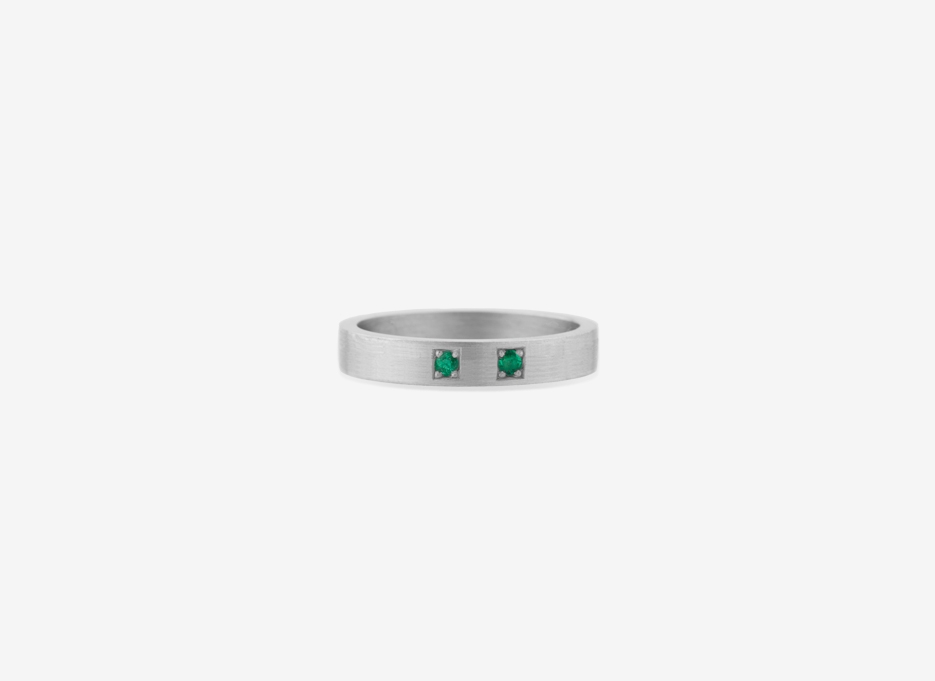 Classic Twin Gemstone Band in Sterling Silver, 4mm (available in Gold)