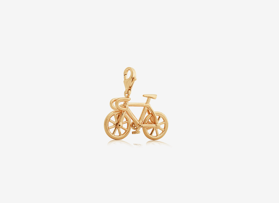Bicycle Charm, 18ct Yellow Gold Plated Sterling Silver