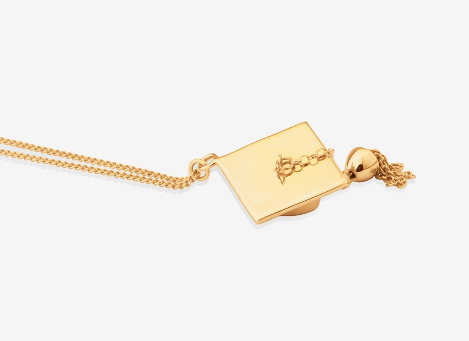 Mortar Board Pendant, 18ct Yellow Gold Plated Sterling Silver